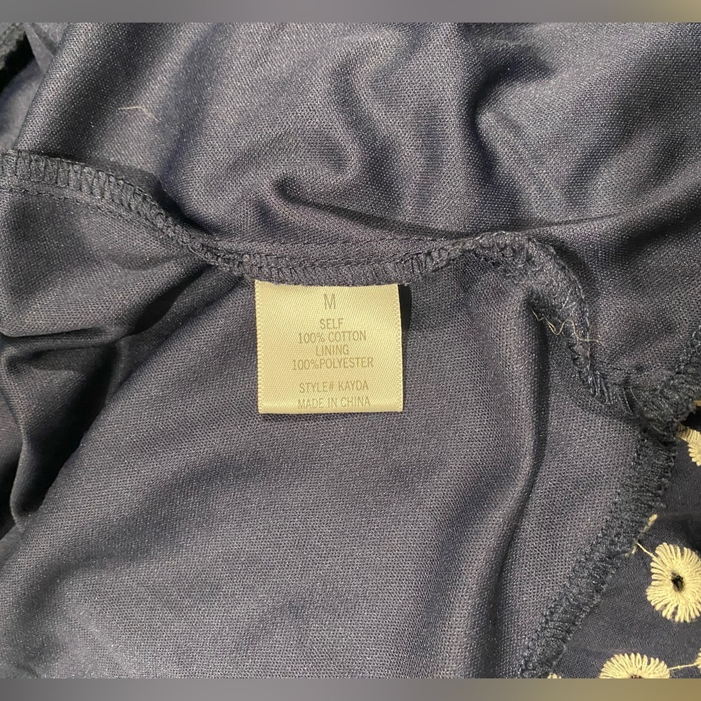 Mi ami Navy and White Embroidered Baby Doll Mini Dress - Picture 10 of 11